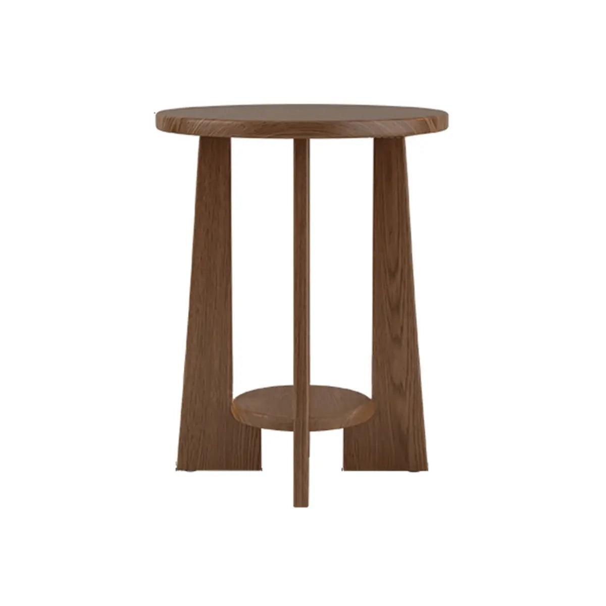 Natural and Lamp Round Wood Chairside Table with Shelf Image - 8