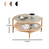 Natural Ash Wood Clear Glass Top Round Coffee Table #size