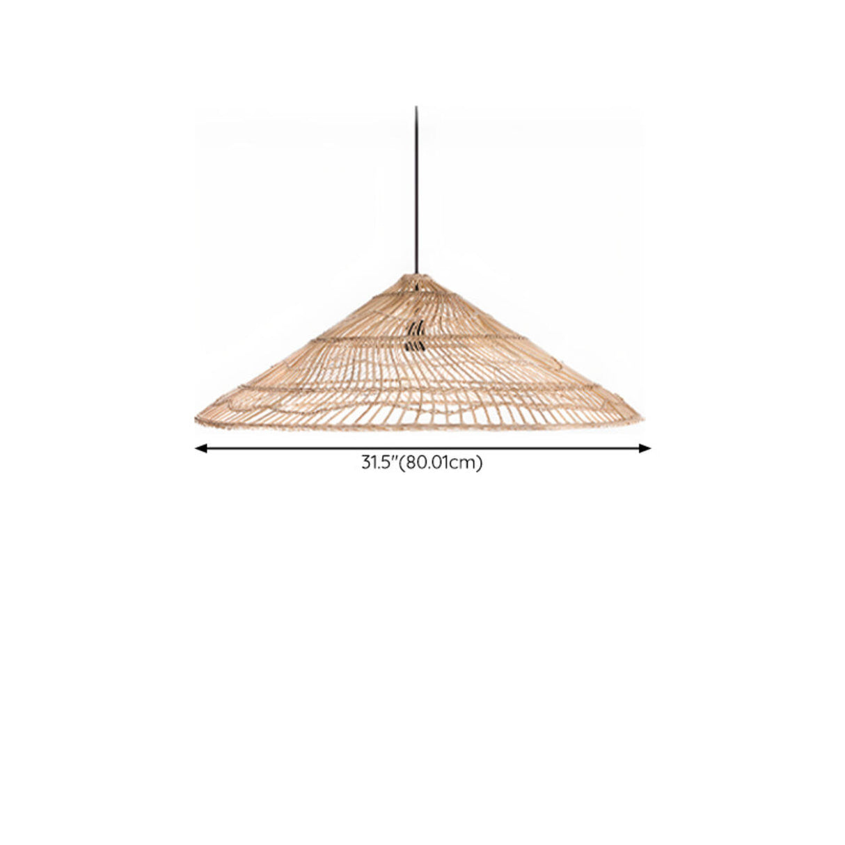 Natural Asian Cone Rattan Wood Color Pendant Light Image - 12