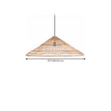 Natural Asian Cone Rattan Wood Color Pendant Light Image - 12