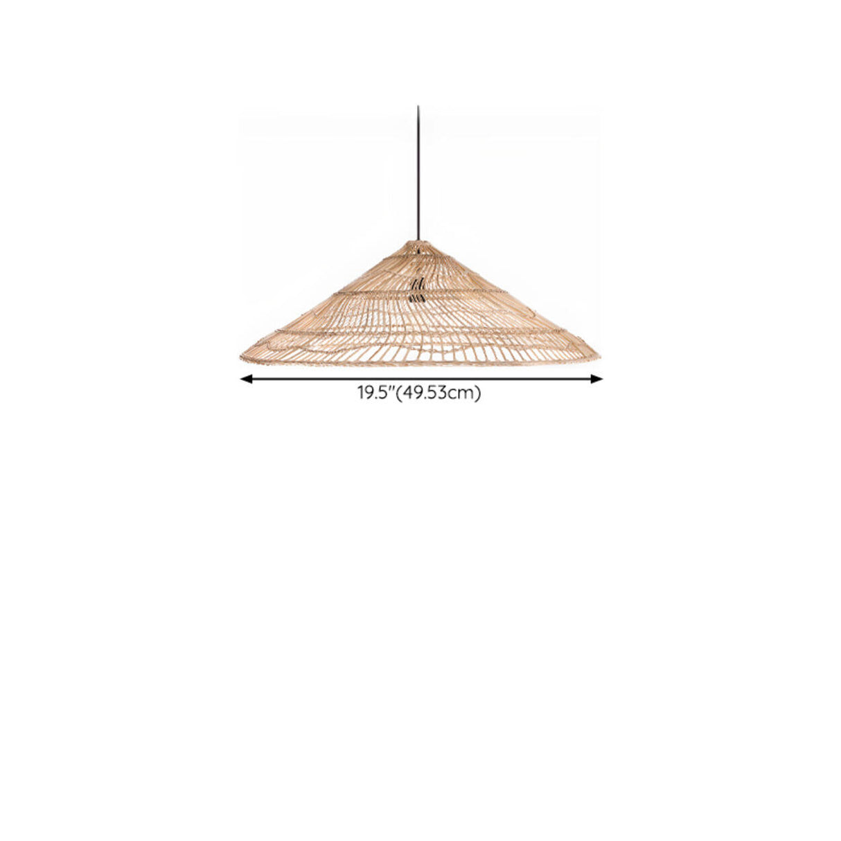 Natural Asian Cone Rattan Wood Color Pendant Light 