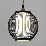 Natural Bamboo Globe Blue and White Pattern Pendant Light Image - 5