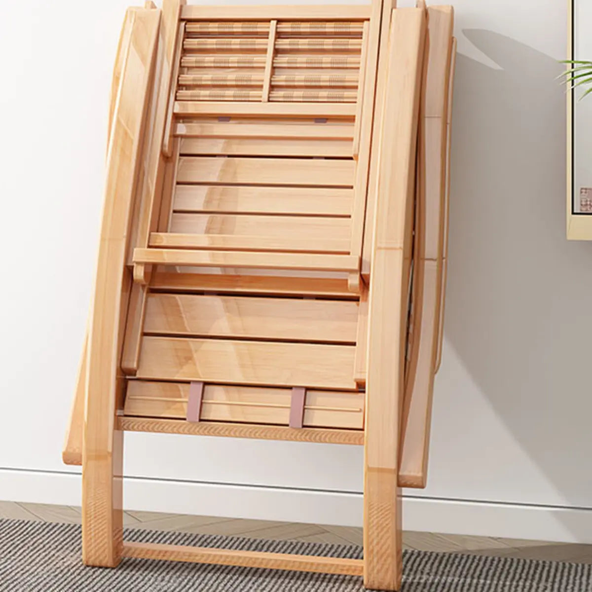 Natural Bamboo Wood Rocking Chair with Track Arms Image - 1