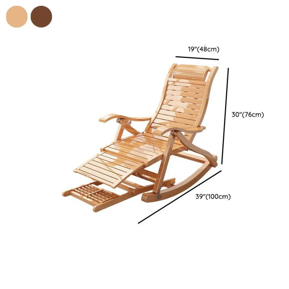 Natural Bamboo Wood Rocking Chair with Track Arms 