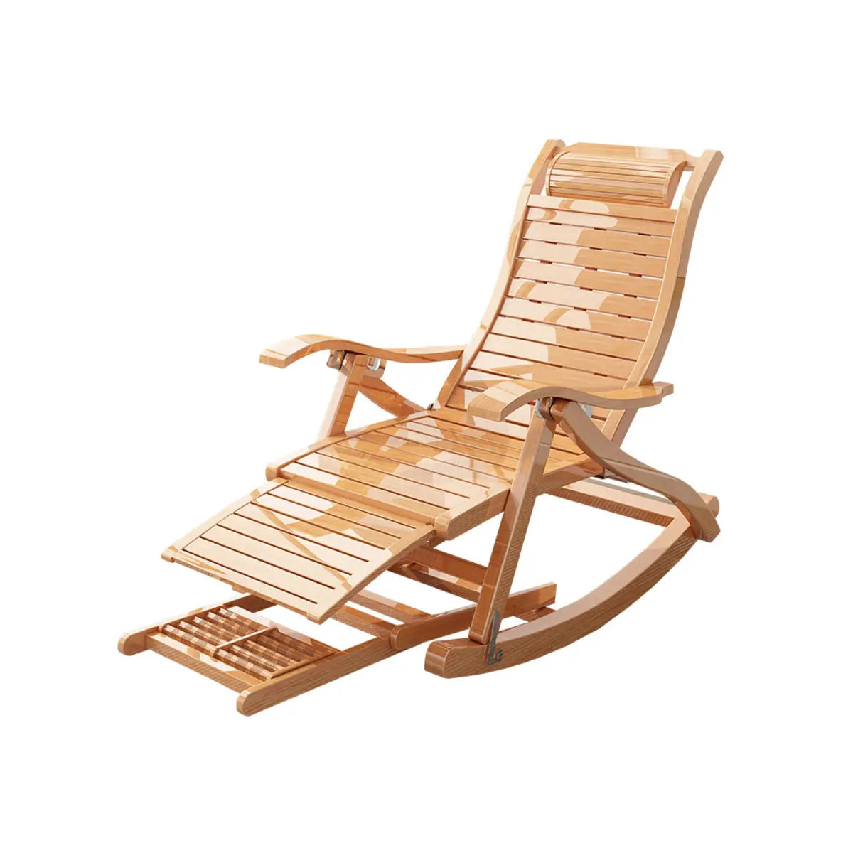 Natural Bamboo Wood Rocking Chair with Track Arms Image - 4