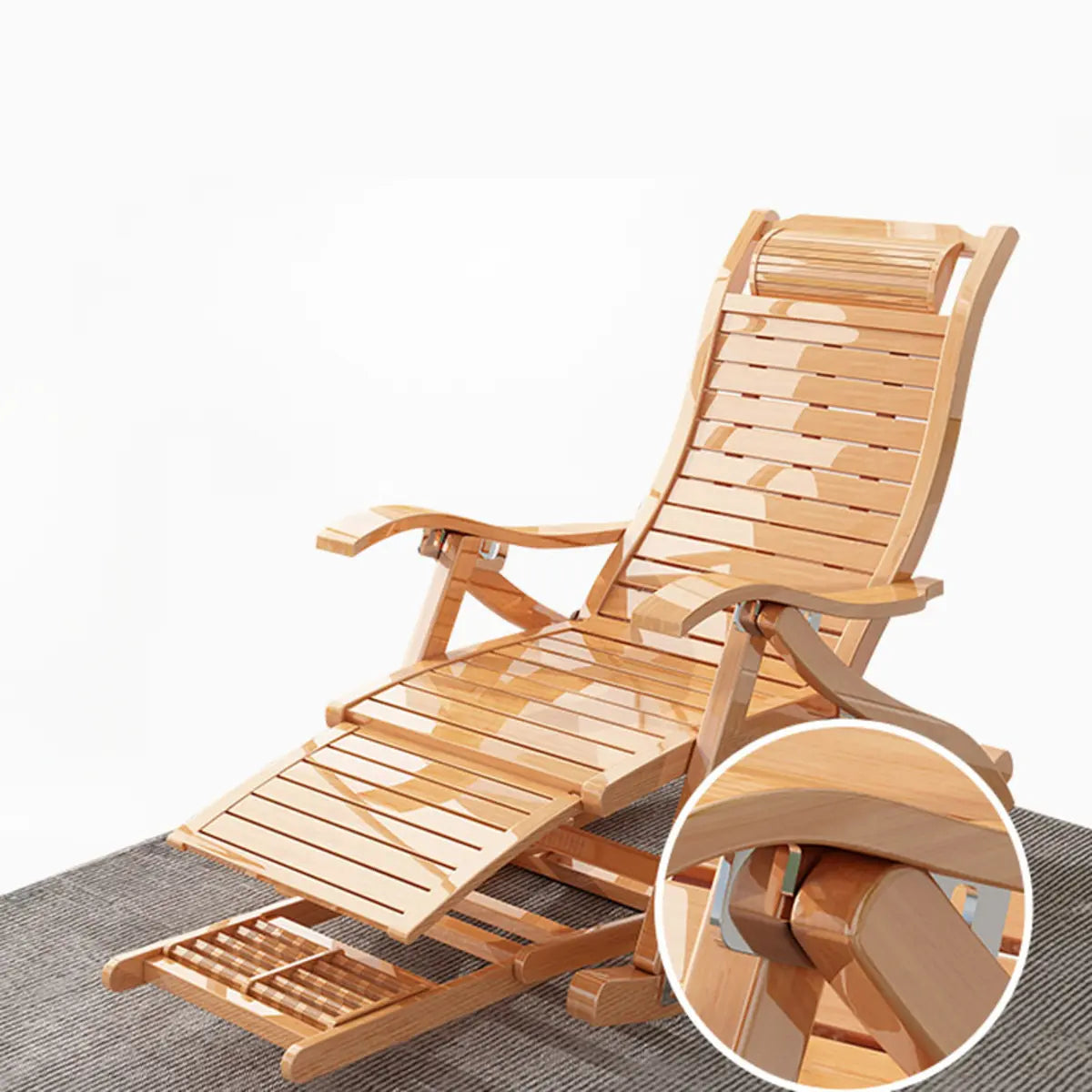 Natural Bamboo Wood Rocking Chair with Track Arms Image - 5