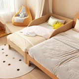 Natural Beech Wood Kids Bed with Mattress and Guardrail Image - 1