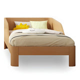 Natural Beech Wood Kids Bed with Mattress and Guardrail Image - 11