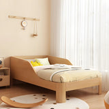 Natural Beech Wood Kids Bed with Mattress and Guardrail Image - 6