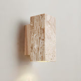 Natural Beige Rectangular Stone Bedside Wall Sconce Image - 13