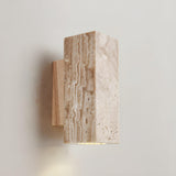 Natural Beige Rectangular Stone Bedside Wall Sconce Image - 14