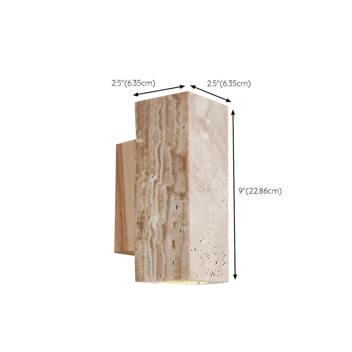 Natural Beige Rectangular Stone Bedside Wall Sconce Image - 21