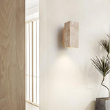 Natural Beige Rectangular Stone Bedside Wall Sconce Image - 4