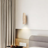 Natural Beige Rectangular Stone Bedside Wall Sconce Image - 5