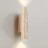 Natural Beige Rectangular Stone Bedside Wall Sconce Image - 6