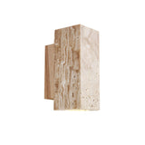 Natural Beige Rectangular Stone Bedside Wall Sconce Image - 8