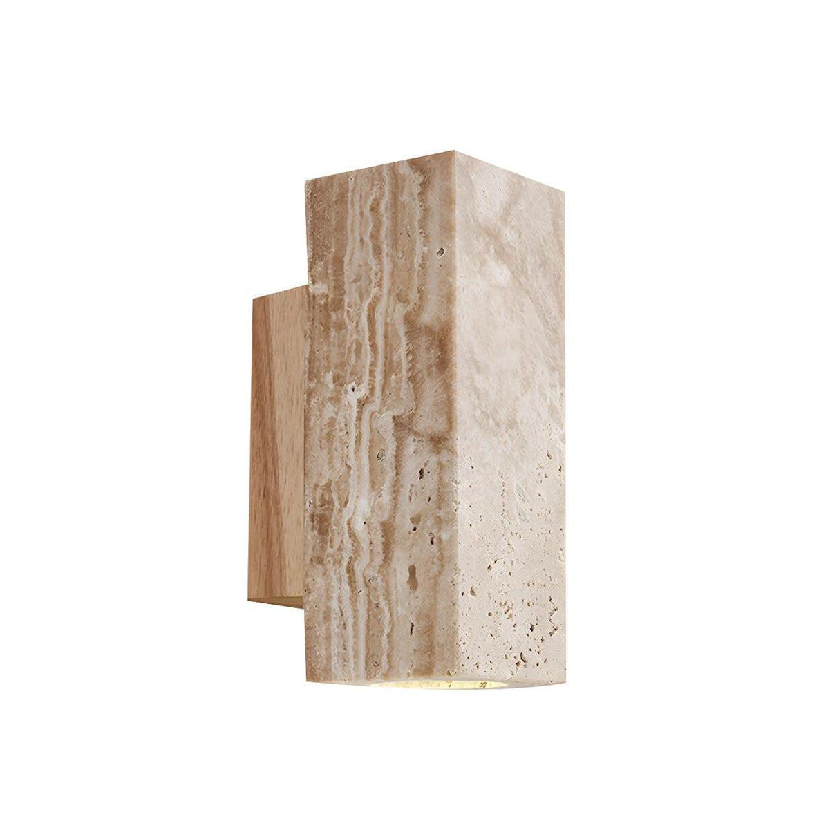 Natural Beige Rectangular Stone Bedside Wall Sconce Image - 9