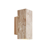 Natural Beige Rectangular Stone Bedside Wall Sconce Image - 9