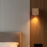 Natural Beige Square Stone Bedside LED Wall Sconce Image - 1