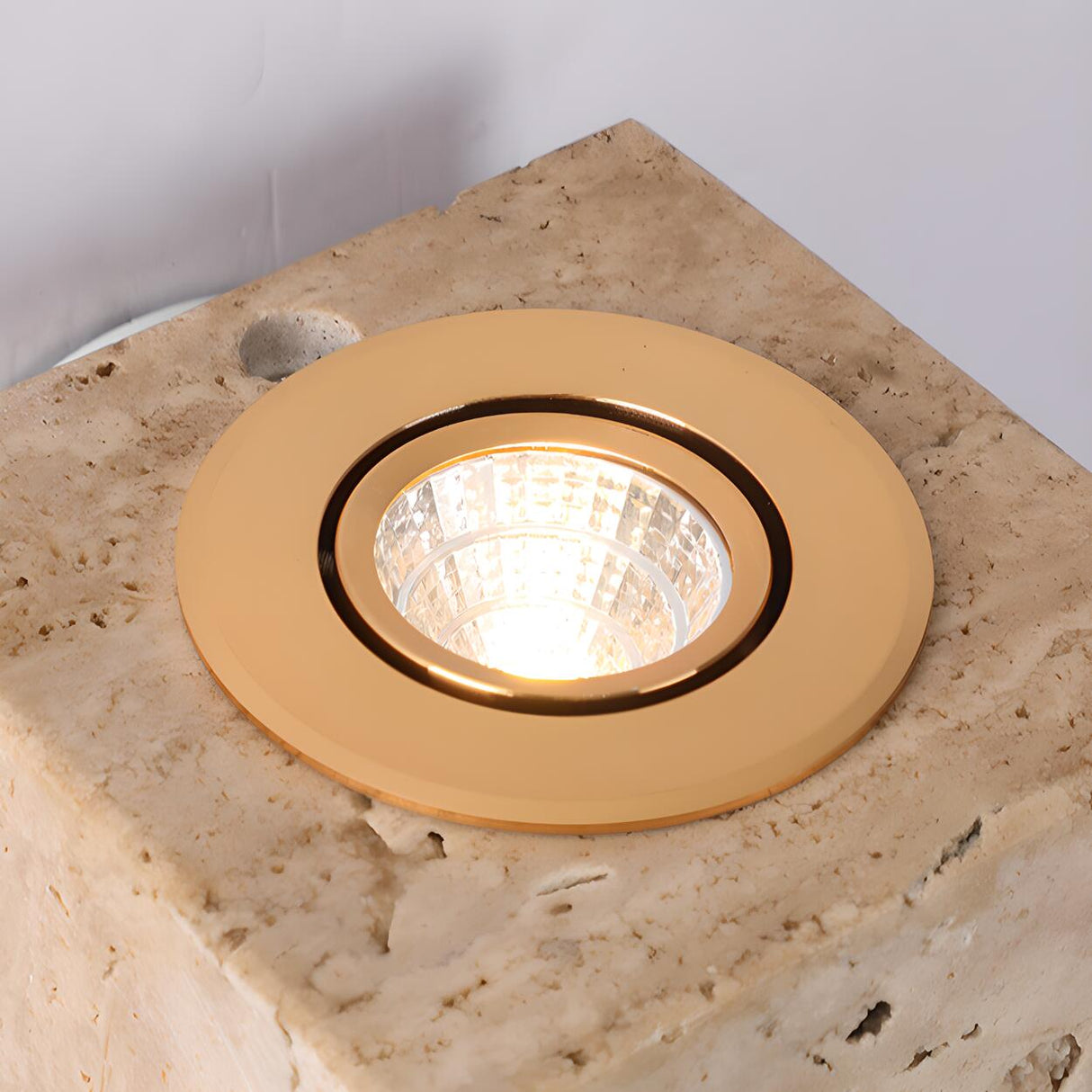 Natural Beige Square Stone Bedside LED Wall Sconce Image - 10