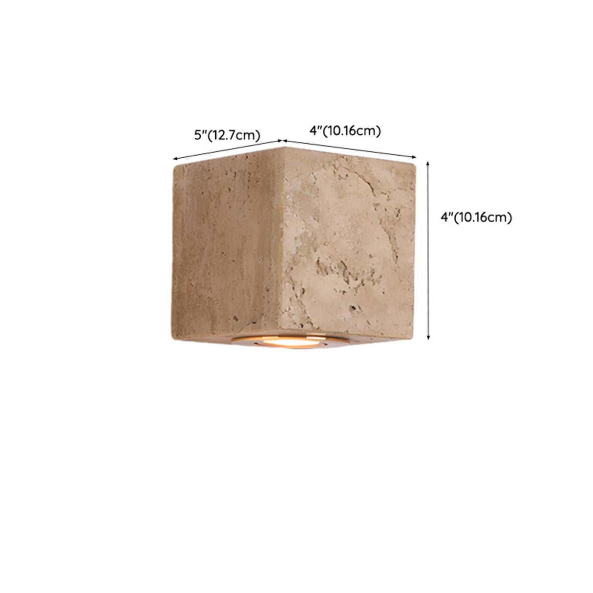 Natural Beige Square Stone Bedside LED Wall Sconce 