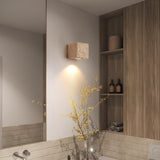 Natural Beige Square Stone Bedside LED Wall Sconce Image - 5