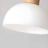 Natural Bird Dome Milk Glass Wood Pendant Light Image - 11