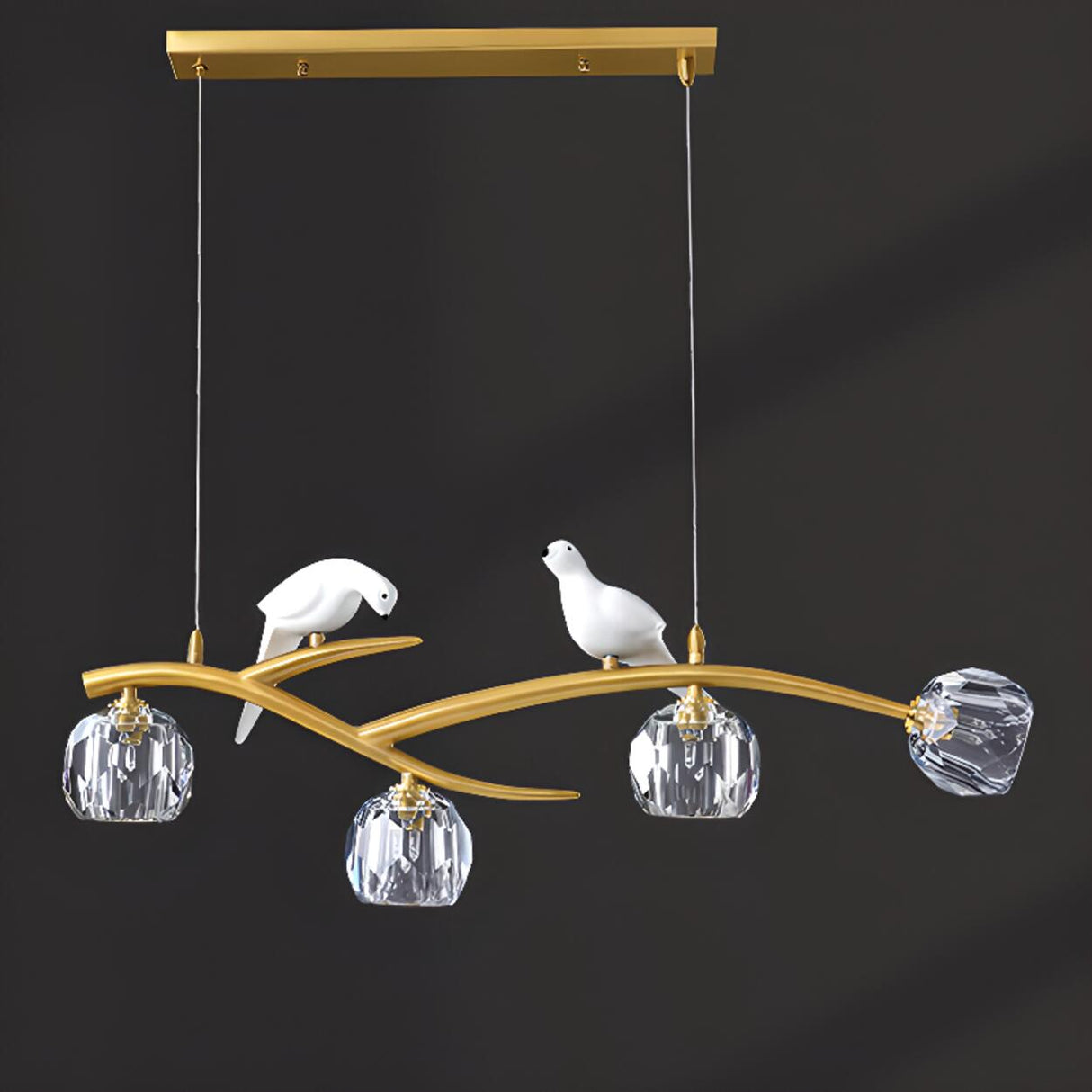 Natural Birds and Globe Branch Island Pendant Light Image - 6