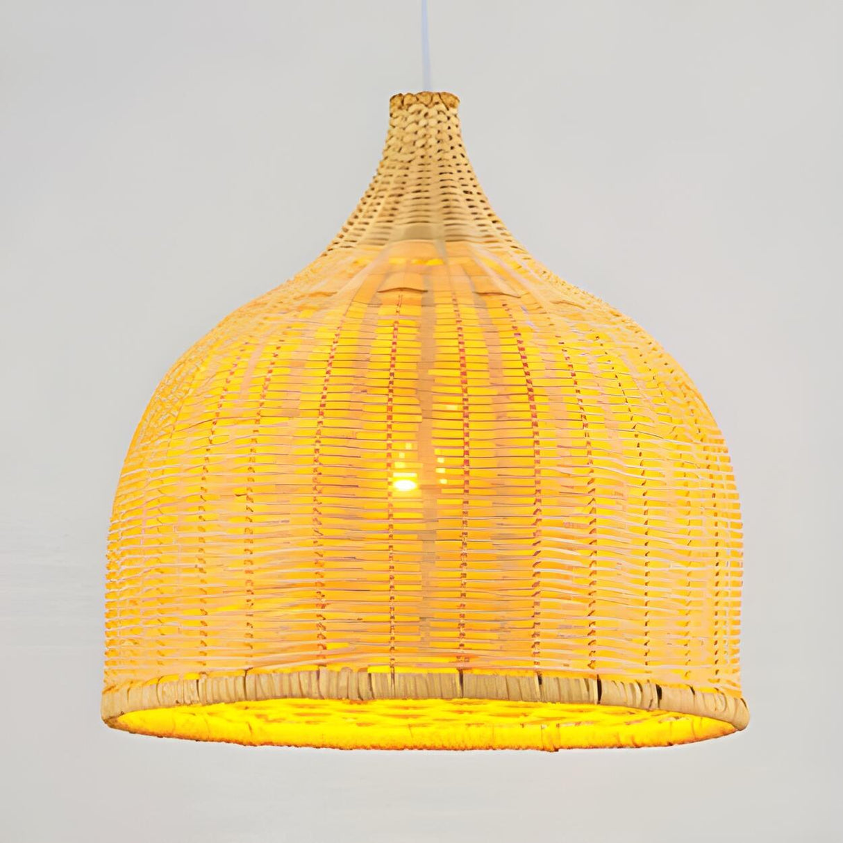 Natural Bohemian Woven Rattan Dome Dining Room Pendant Light Image - 3