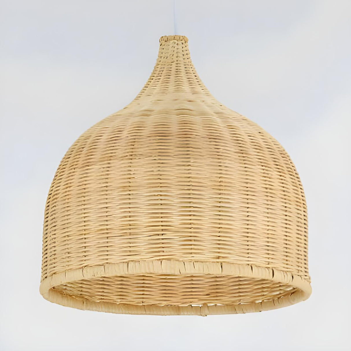 Natural Bohemian Woven Rattan Dome Dining Room Pendant Light Image - 4