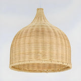 Natural Bohemian Woven Rattan Dome Dining Room Pendant Light Image - 4