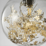 Natural Botanical Decor Glass Globe Bedroom Pendant Light Image - 13