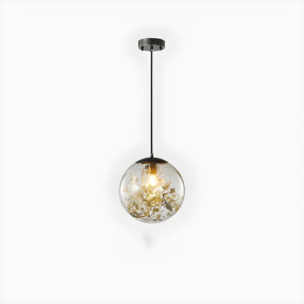 Natural Botanical Decor Glass Globe Bedroom Pendant Light Image - 2