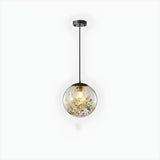 Natural Botanical Decor Glass Globe Bedroom Pendant Light Image - 2