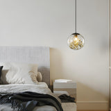 Natural Botanical Decor Glass Globe Bedroom Pendant Light Image - 4