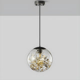 Natural Botanical Decor Glass Globe Bedroom Pendant Light Image - 9