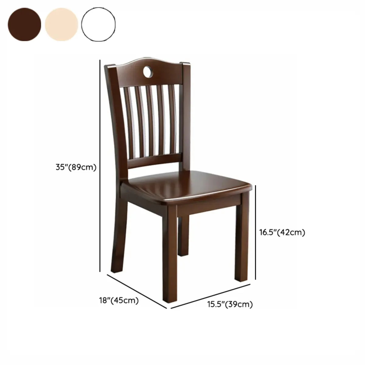 Natural Brown Open Ladderback Wood Armless Dining Chair 