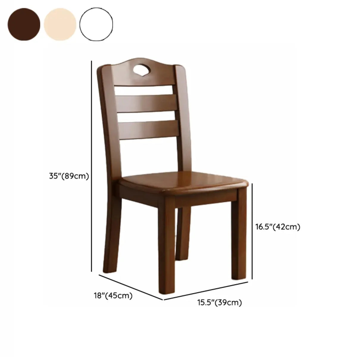 Natural Brown Open Ladderback Wood Armless Dining Chair Image - 14