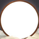 Natural Brown Round Wood LED Flush Mount Ceiling Light Image - 13