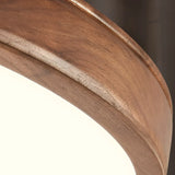 Natural Brown Round Wood LED Flush Mount Ceiling Light Image - 14