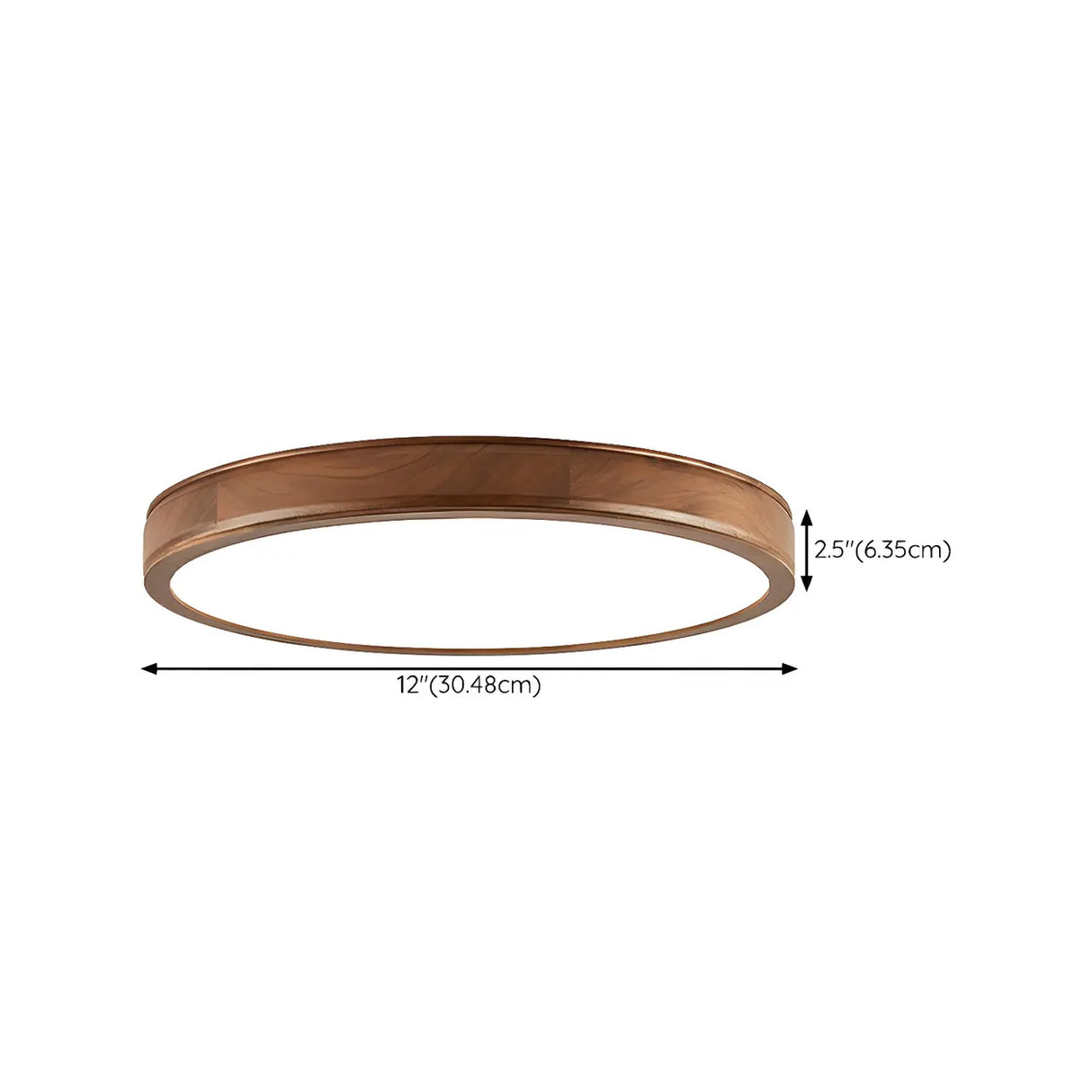 Natural Brown Round Wood LED Flush Mount Ceiling Light 