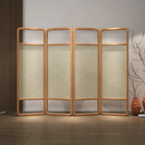 Natural Brown Woven Wood Freestanding Room Divider Image - 1