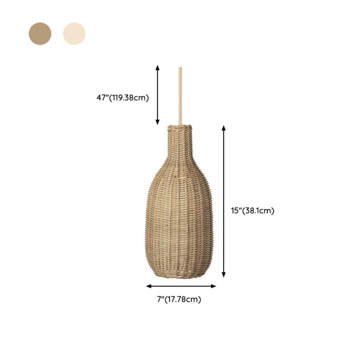 Natural Cane Woven Rattan Bottle Pendant Light Set 