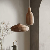 Natural Cane Woven Rattan Bottle Pendant Light Set Image - 8