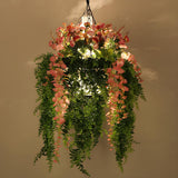 Natural Cascading Greenery and Pink Blooms Chandelier Image - 3