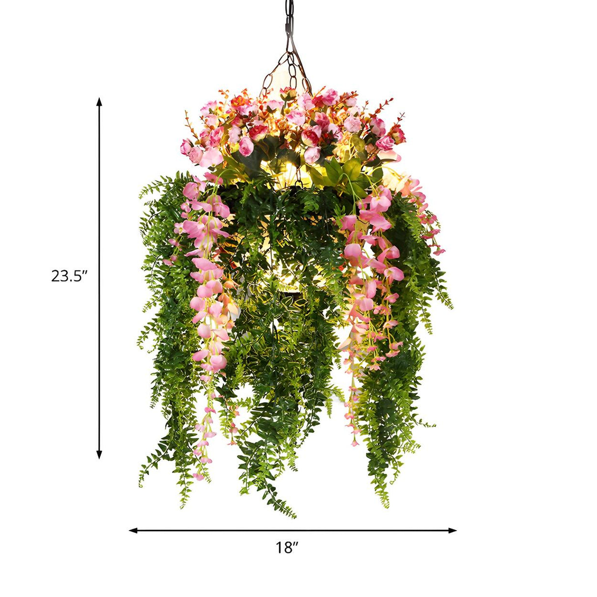 Natural Cascading Greenery and Pink Blooms Chandelier 