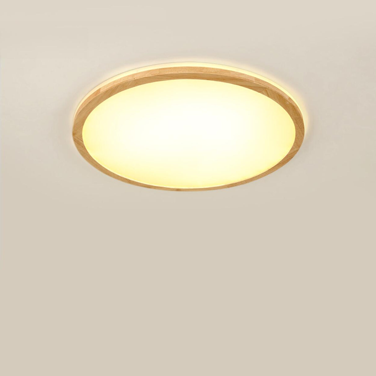 Natural Circle Wood LED Ceiling Light Living Room Image - 11