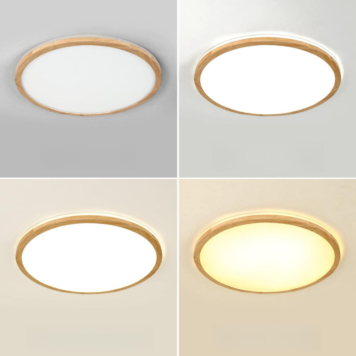 Natural Circle Wood LED Ceiling Light Living Room Image - 12