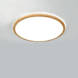 Natural Circle Wood LED Ceiling Light Living Room Image - 13