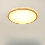 Natural Circle Wood LED Ceiling Light Living Room Image - 15